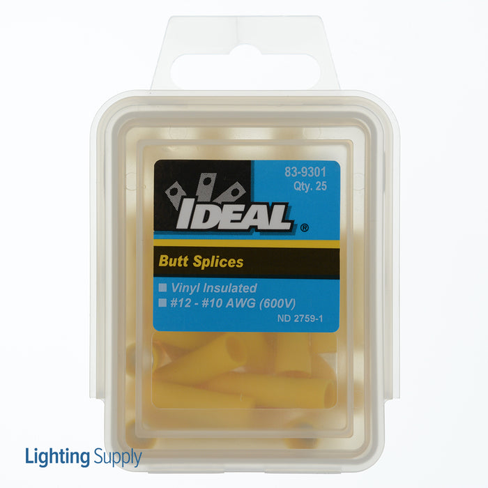 Ideal Vinyl Insulated Butt Splice Yellow 12-10 AWG 25 Per Box (83-9301)