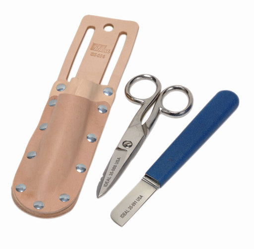 Ideal Cable Splicing Kit Scissor Knife Leather Pouch (35-093)