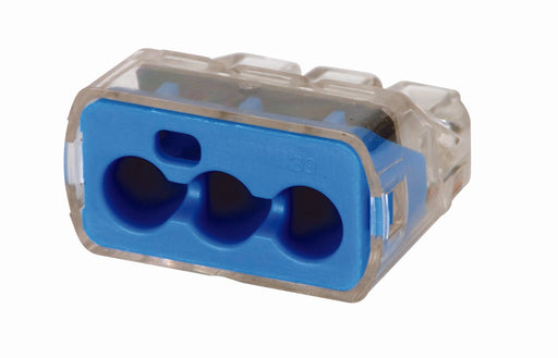 Ideal In-Sure Push-In Wire Connector 39 3-Port Blue 150 Per Jar (30-1039J)