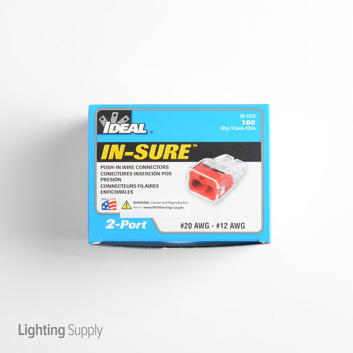 Ideal In-Sure Push-In Wire Connector 32 2-Port Red 100 Per Box (30-1032)