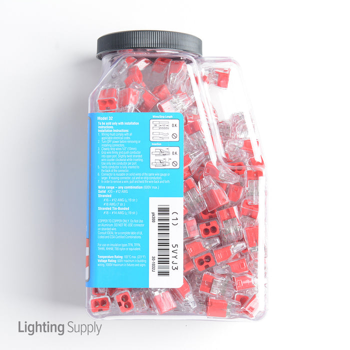 Ideal In-Sure Push-In Connector 32 2-Port Red 300 Per Jar (30-1032J)