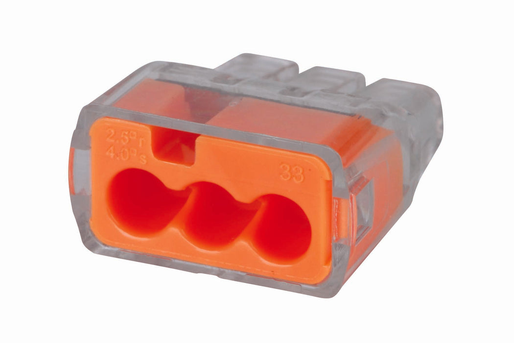 Ideal In-Sure Push-In Connector 33 3-Port Orange 5000 Per Box (30-1633)