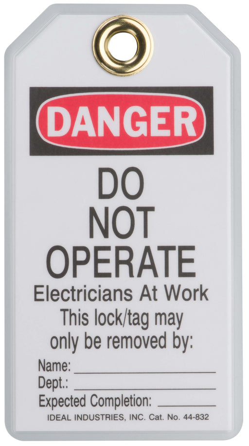 Ideal Lockout Tag Heavy-Duty Do Not Operate Electricians At Work 5 Per Card (44-832)