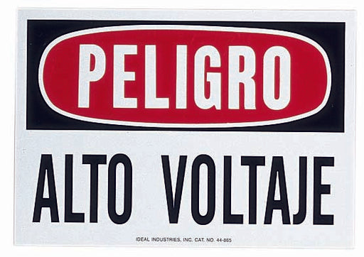 Ideal Sign Spanish--Danger High Voltage Adhesive (44-865)