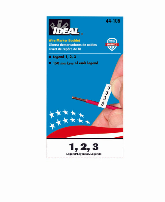 Ideal Wire Marker Booklet Assorted 1-2-3 150 Each (44-105)