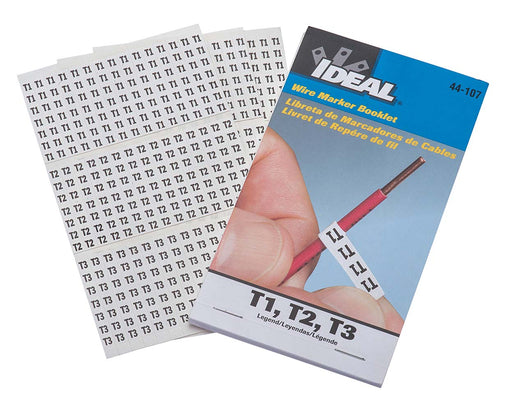 Ideal Wire Marker Booklet Assorted T1/T2/T3 150 Each (44-107)