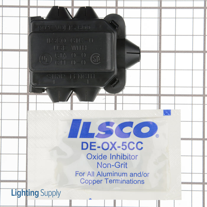ILSCO Aluminum T Tap Connector Kit Dual Rated Main Conductor Range 1/0-2 Tap Range 1/0-12 AL 1/0-14 CU Tin Plated With DE-OX With Cover (GTT-0-0-KIT)