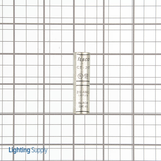 ILSCO Surecrimp Copper Compression Sleeve Conductor Size 2/0 Tin Plated UL CSA (CT-2/0)