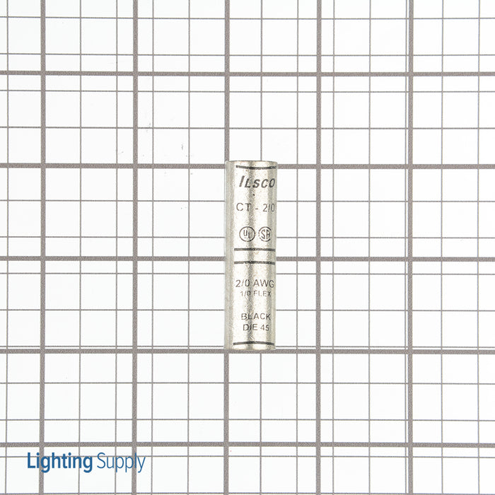 ILSCO Surecrimp Copper Compression Sleeve Conductor Size 2/0 Tin Plated UL CSA (CT-2/0)