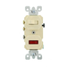 Leviton 15 Amp 120V Duplex Style 3-Way/Neon Pilot AC Combination Switch Commercial Grade Non-Grounding Side Wired Ivory (5246-I)
