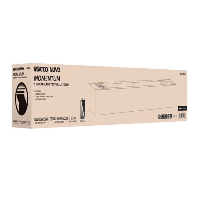 SATCO/NUVO 2 Foot LED Connectable Linear Strip Up And Down Wattage/CCT Selectable 15W/20W/25W 3000K/4000K/5000K 120-347V 80 CRI Dimmable White (65-1180)