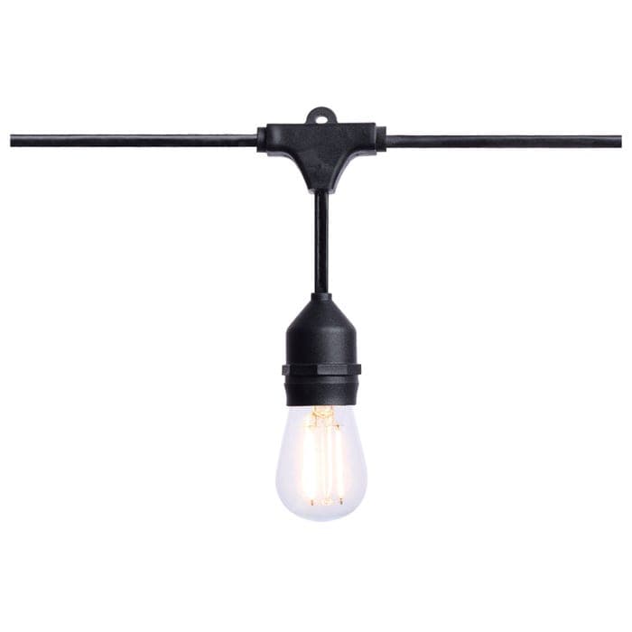 SATCO/NUVO 24 Foot LED String Light [12] S14 Lamps 2700K 120V Non-Dimmable Black Wire (S8020R1)