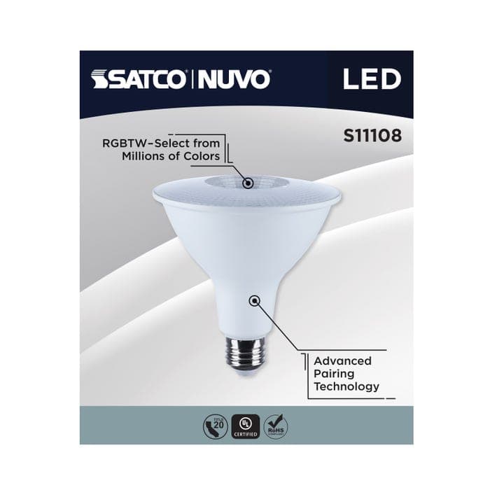 SATCO/NUVO Starfish 15W LED PAR38 Medium E26 Base 2700K-5000K RGBTW 120V 1200Lm 90 CRI Dimmable White (S11108)