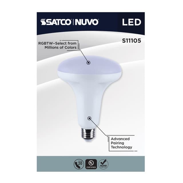 SATCO/NUVO Starfish 12W LED BR40 Medium E26 Base 2700K-5000K RGBTW 120V 960Lm 90 CRI Dimmable White (S11105)