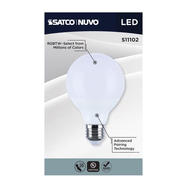 SATCO/NUVO Starfish 10W LED G25 Medium E26 Base 2700K-5000K RGBTW 120V 800Lm 90 CRI Dimmable White (S11102)