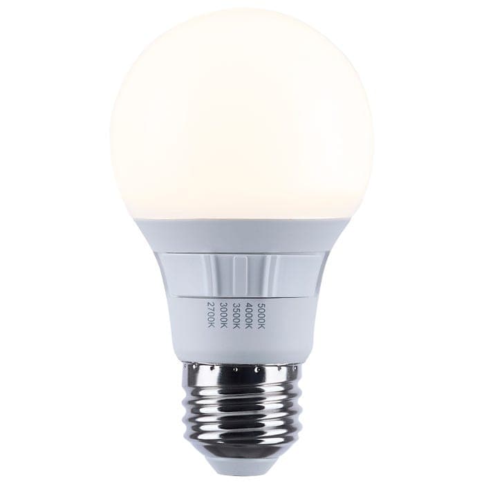 SATCO/NUVO 9W A19 LED Medium E26 Base CCT Selectable 2700K/3000K/3500K/4000K/5000K 120V 90 CRI Non-Dimmable White 4-Pack (S11775R1)