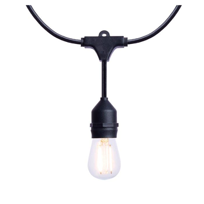 SATCO/NUVO 24 Foot LED String Light [12] S14 Lamps 2700K 120V Non-Dimmable Black Wire (S8020R1)
