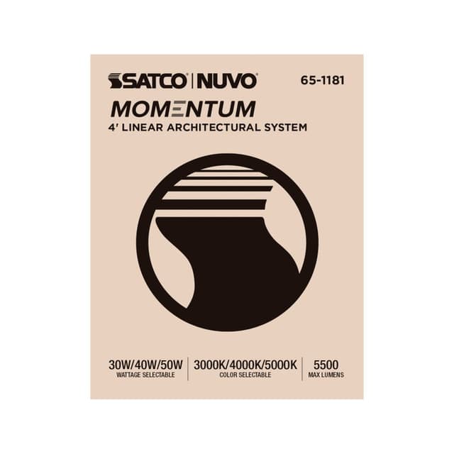 SATCO/NUVO 4 Foot LED Connectable Linear Strip Up And Down Wattage/CCT Selectable 30W/40W/50W 3000K/4000K/5000K 120-347V 80 CRI Dimmable White (65-1181)