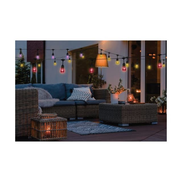 SATCO/NUVO 24 Foot Smart LED String Light With Starfish Technology [12] S14 Lamps RGBTW 120V Dimmable Black Wire (S11190)