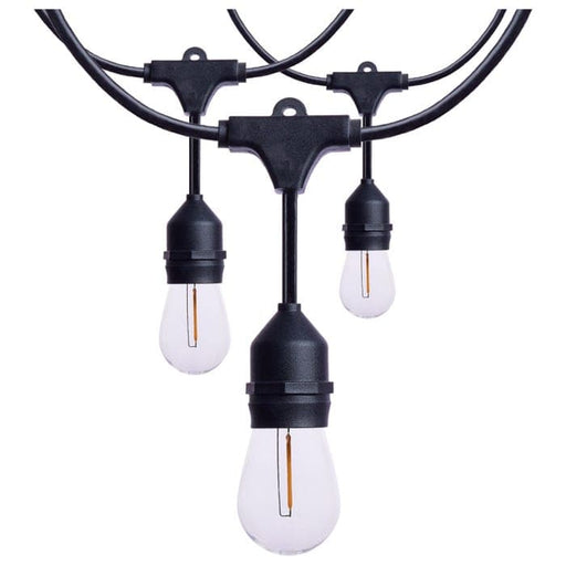 SATCO/NUVO 60 Foot LED String Light [24] S14 Lamps 2200K 120V Non-Dimmable Black Wire (S8032R1)