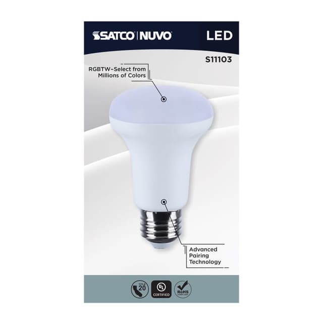 SATCO/NUVO Starfish 6W LED R20 Medium E26 Base 2700K-5000K RGBTW 120V 480Lm 90 CRI Dimmable White (S11103)