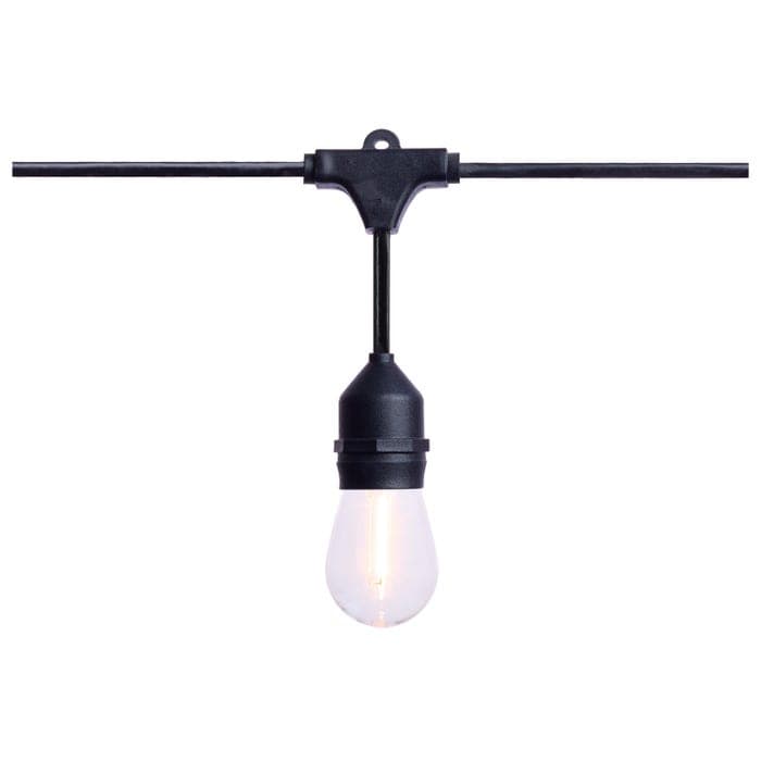 SATCO/NUVO 60 Foot LED String Light [24] S14 Lamps 2200K 120V Non-Dimmable Black Wire (S8032R1)