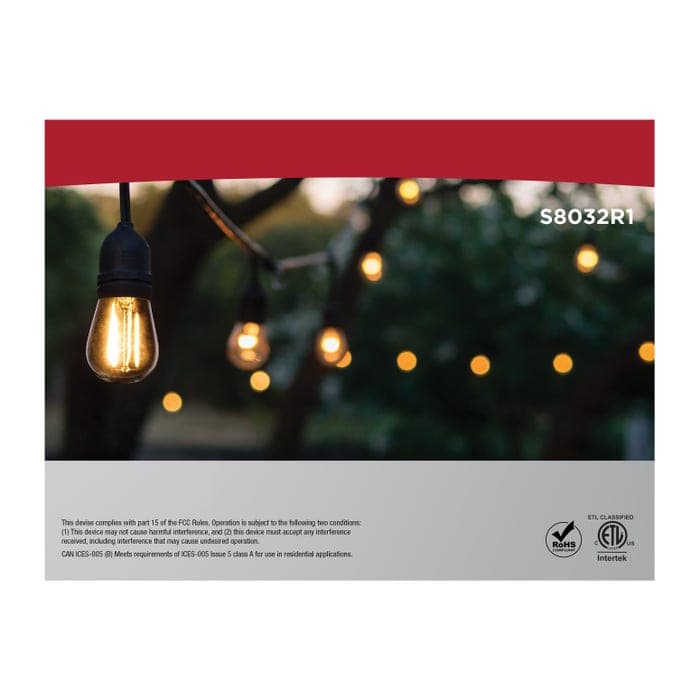 SATCO/NUVO 60 Foot LED String Light [24] S14 Lamps 2200K 120V Non-Dimmable Black Wire (S8032R1)