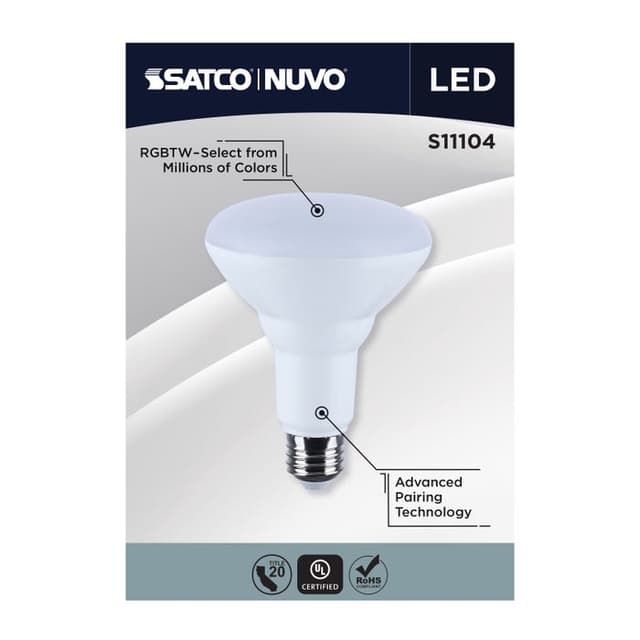 SATCO/NUVO Starfish 9.5W LED BR30 Medium E26 Base 2700K-5000K RGBTW 120V 800Lm 90 CRI Dimmable White (S11104)