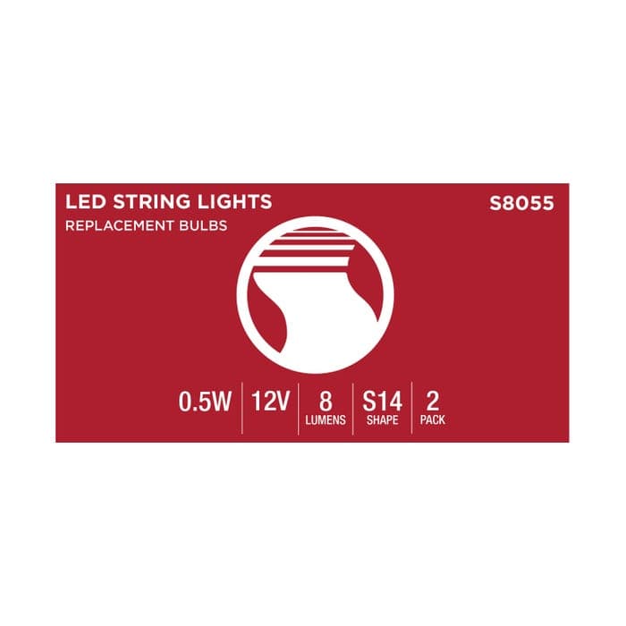 SATCO/NUVO 0.5W LED String Light Replacement S14 Lamp Medium E26 Base 8Lm RGBTW 12V Dimmable Clear 2-Pack (S8055)