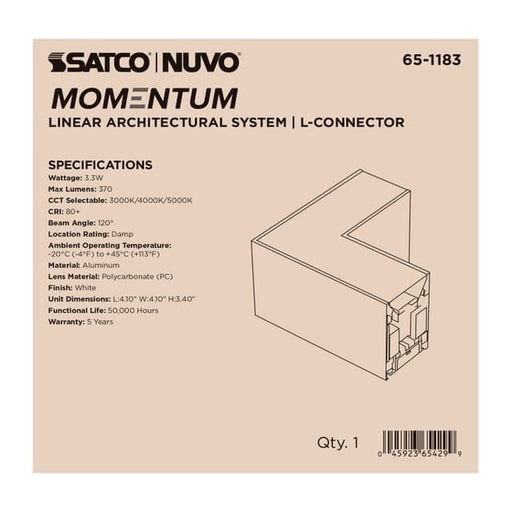 SATCO/NUVO L-Connector For LED Linear System White (65-1183)
