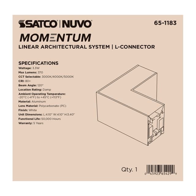 SATCO/NUVO L-Connector For LED Linear System White (65-1183)