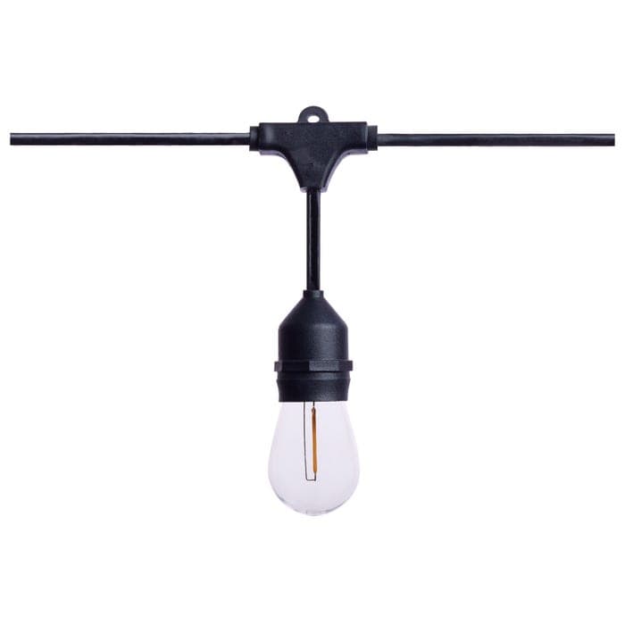 SATCO/NUVO 60 Foot LED String Light [24] S14 Lamps 2200K 120V Non-Dimmable Black Wire (S8032R1)