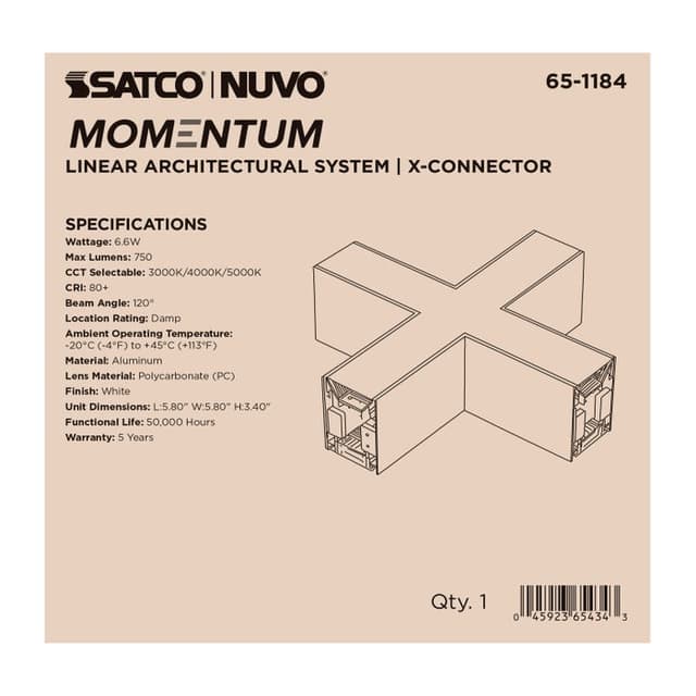 SATCO/NUVO X-Connector For LED Linear System White (65-1184)