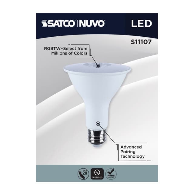 SATCO/NUVO Starfish 12.5W LED PAR30 Medium E26 Base 2700K-5000K RGBTW 120V 1000Lm 90 CRI Dimmable White (S11107)