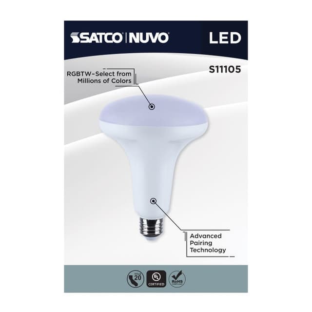 SATCO/NUVO Starfish 12W LED BR40 Medium E26 Base 2700K-5000K RGBTW 120V 960Lm 90 CRI Dimmable White (S11105)