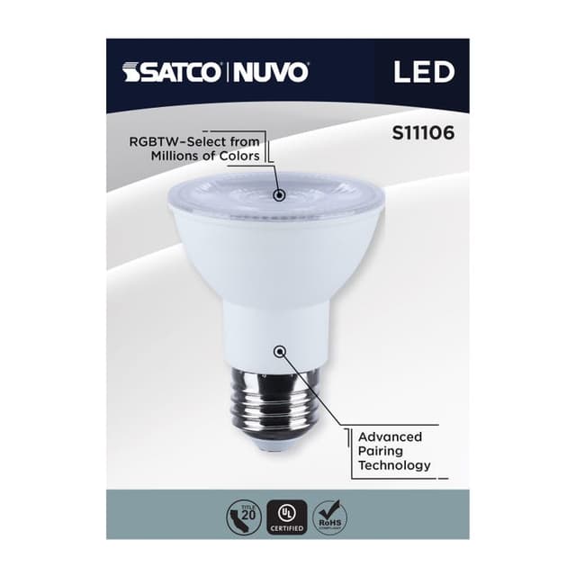 SATCO/NUVO Starfish 5.5W LED PAR20 Medium E26 Base 2700K-5000K RGBTW 120V 500Lm 90 CRI Dimmable White (S11106)