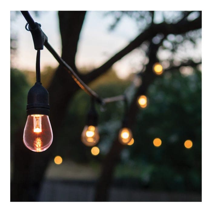 SATCO/NUVO 48 Foot LED String Light [15] S14 Lamps RGBTW 120V Dimmable Black Wire Infrared Remote (S8033R1)