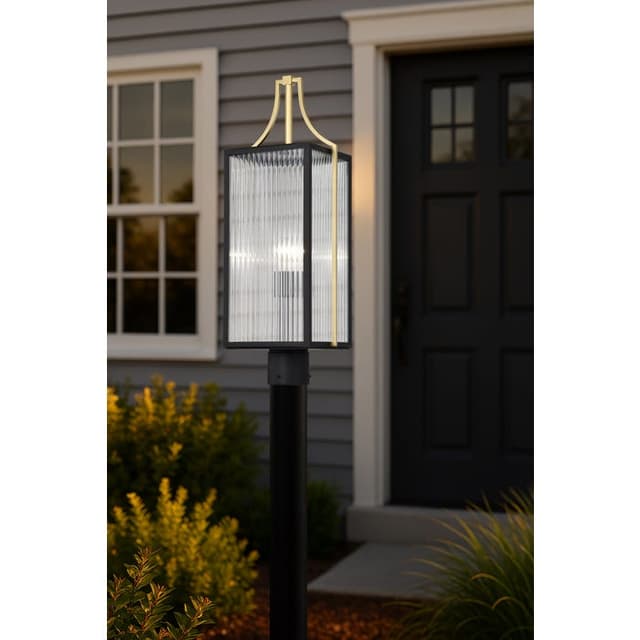 SATCO/NUVO Holden Outdoor Post Lantern Gold And Black Finish Clear Glass (60-8504)