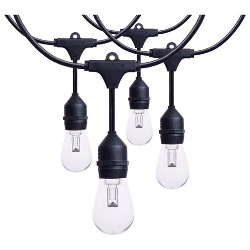 SATCO/NUVO 48 Foot LED String Light [15] S14 Lamps RGBTW 120V Dimmable Black Wire Infrared Remote (S8033R1)