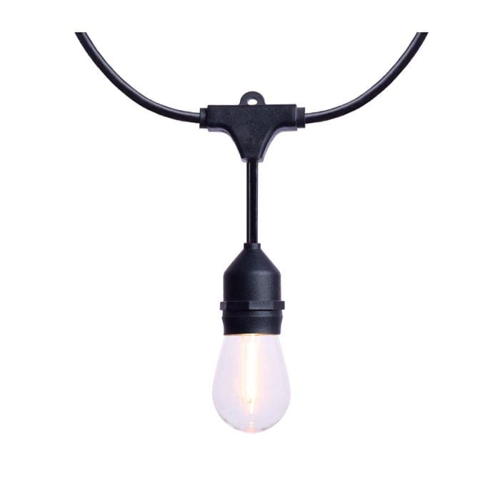 SATCO/NUVO 60 Foot LED String Light [24] S14 Lamps 2200K 120V Non-Dimmable Black Wire (S8032R1)