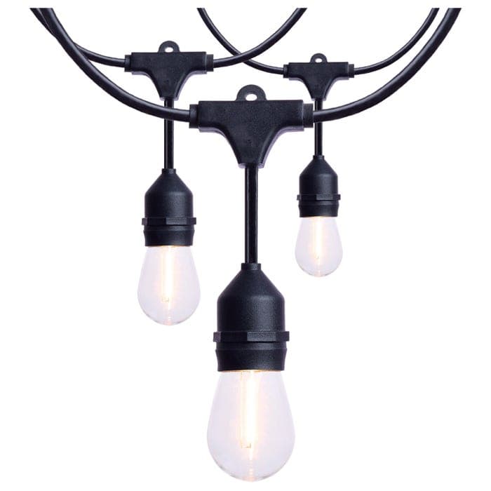 SATCO/NUVO 60 Foot LED String Light [24] S14 Lamps 2200K 120V Non-Dimmable Black Wire (S8032R1)