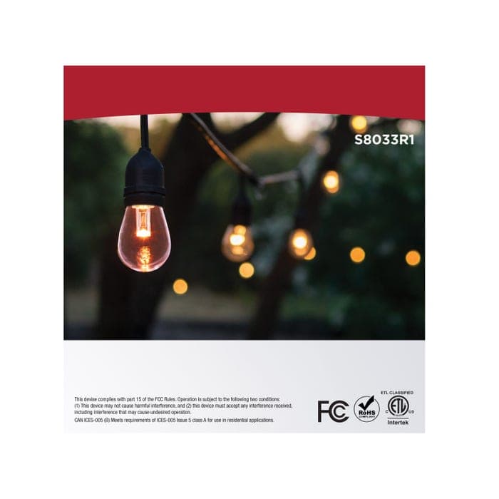 SATCO/NUVO 48 Foot LED String Light [15] S14 Lamps RGBTW 120V Dimmable Black Wire Infrared Remote (S8033R1)