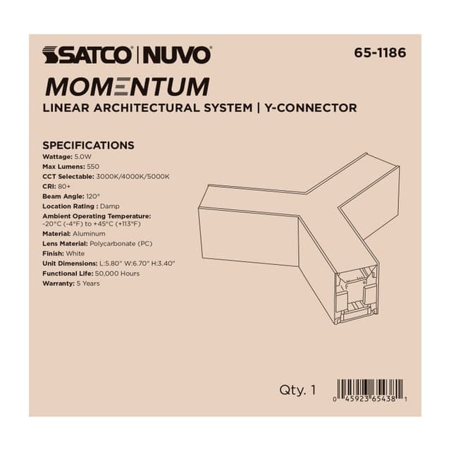 SATCO/NUVO Y-Connector For LED Linear System White (65-1186)