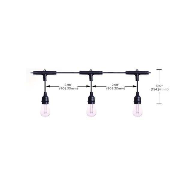 SATCO/NUVO 48 Foot Smart LED String Light With Starfish Technology [15] S14 Lamps RGBTW 120V Dimmable Black Wire (S11191)
