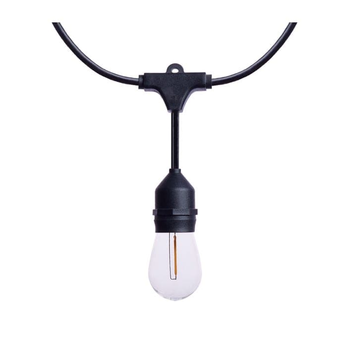 SATCO/NUVO 60 Foot LED String Light [24] S14 Lamps 2200K 120V Non-Dimmable Black Wire (S8032R1)