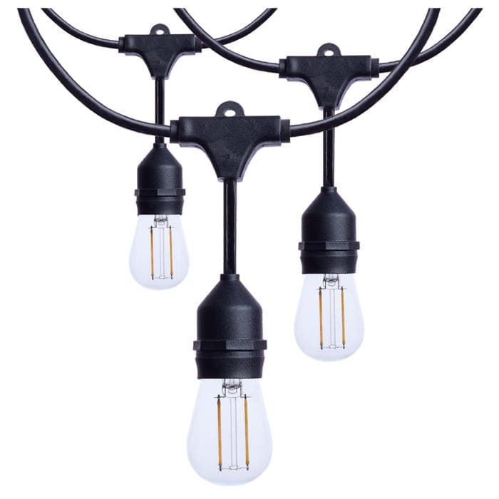 SATCO/NUVO 24 Foot LED String Light [12] S14 Lamps 2700K 120V Non-Dimmable Black Wire (S8020R1)