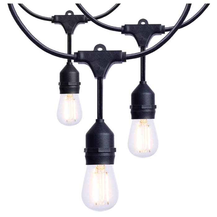 SATCO/NUVO 24 Foot LED String Light [12] S14 Lamps 2700K 120V Non-Dimmable Black Wire (S8020R1)