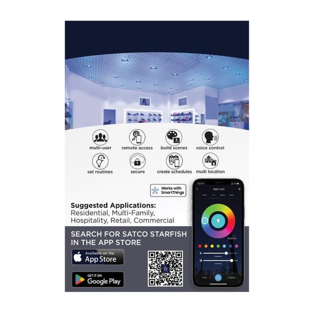 SATCO/NUVO Starfish 12W LED BR40 Medium E26 Base 2700K-5000K RGBTW 120V 960Lm 90 CRI Dimmable White (S11105)