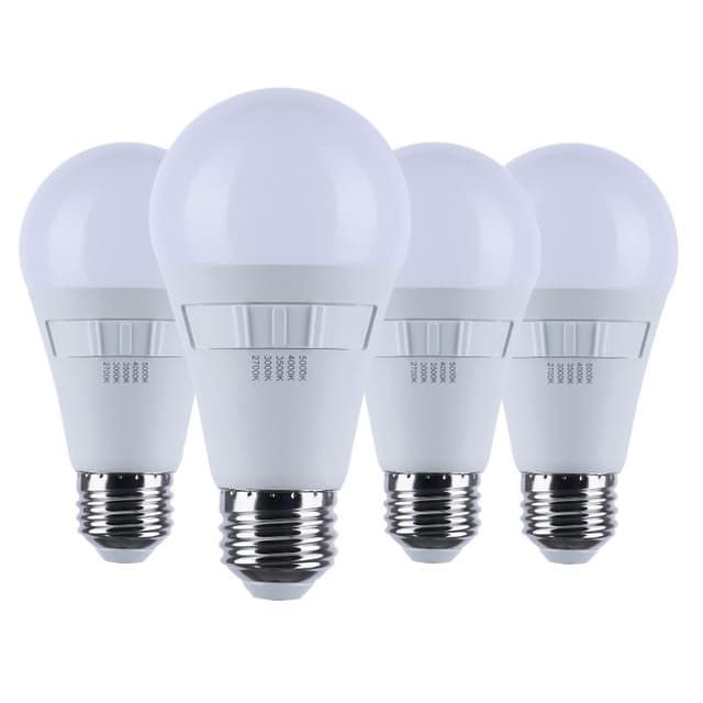 SATCO/NUVO 12W A19 LED Medium E26 Base CCT Selectable 2700K/3000K/3500K/4000K/5000K 120V 90 CRI Non-Dimmable White 4-Pack (S11776R1)