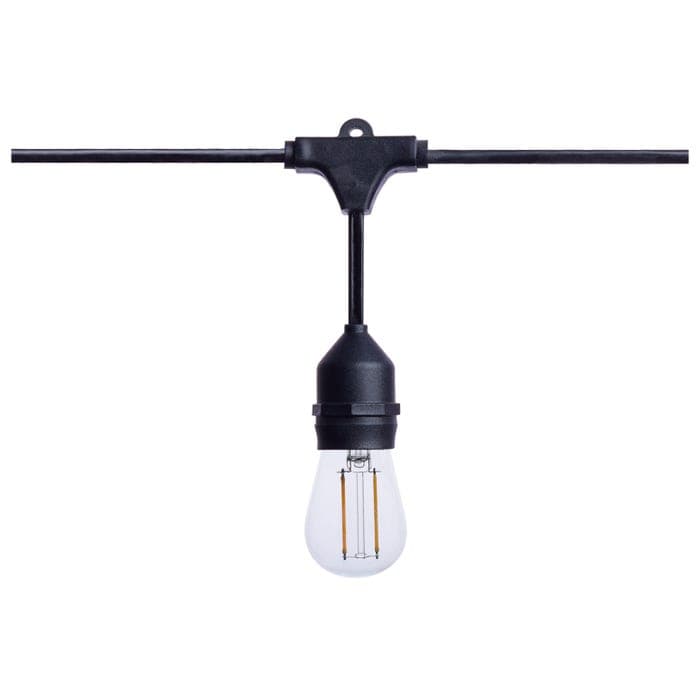 SATCO/NUVO 24 Foot LED String Light [12] S14 Lamps 2700K 120V Non-Dimmable Black Wire (S8020R1)